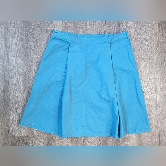 ModCloth A Line Pannel Pleated Skirt Women's M Robin's Egg Blue Hidden Pockets - Picture 1 of 9